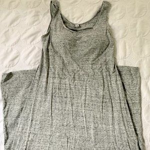 {Uniqlo} Sm. Grey Heather Long Tank Dress w/ Bra